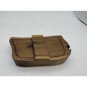 Carved Vans Wooden Secret Stash Box Red Felt Hidden Compartment